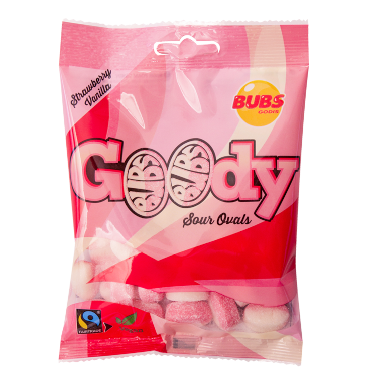 **NEW & LIMITED** BUBS Goody Sour Strawberry & Vanilla Ovals 90g
