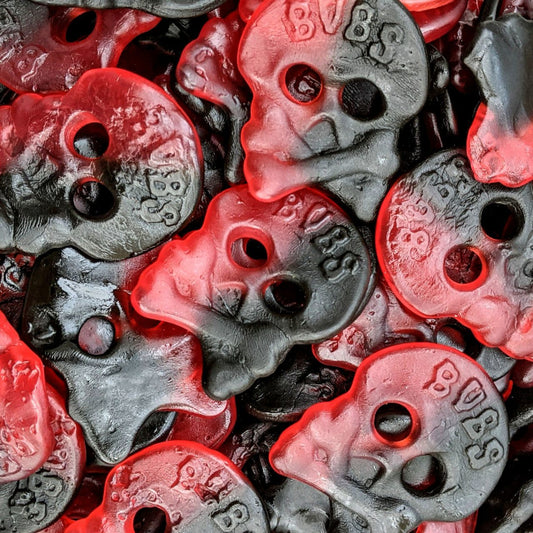 BUBS Raspberry & Liquorice Skulls 100g