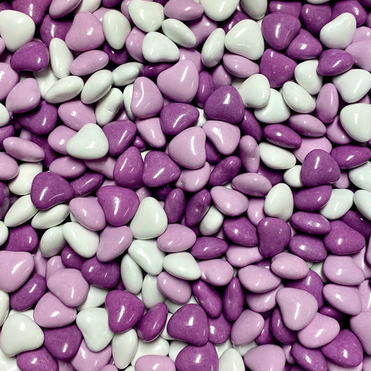 Candy Coated Chocolate Hearts- Purple 100g