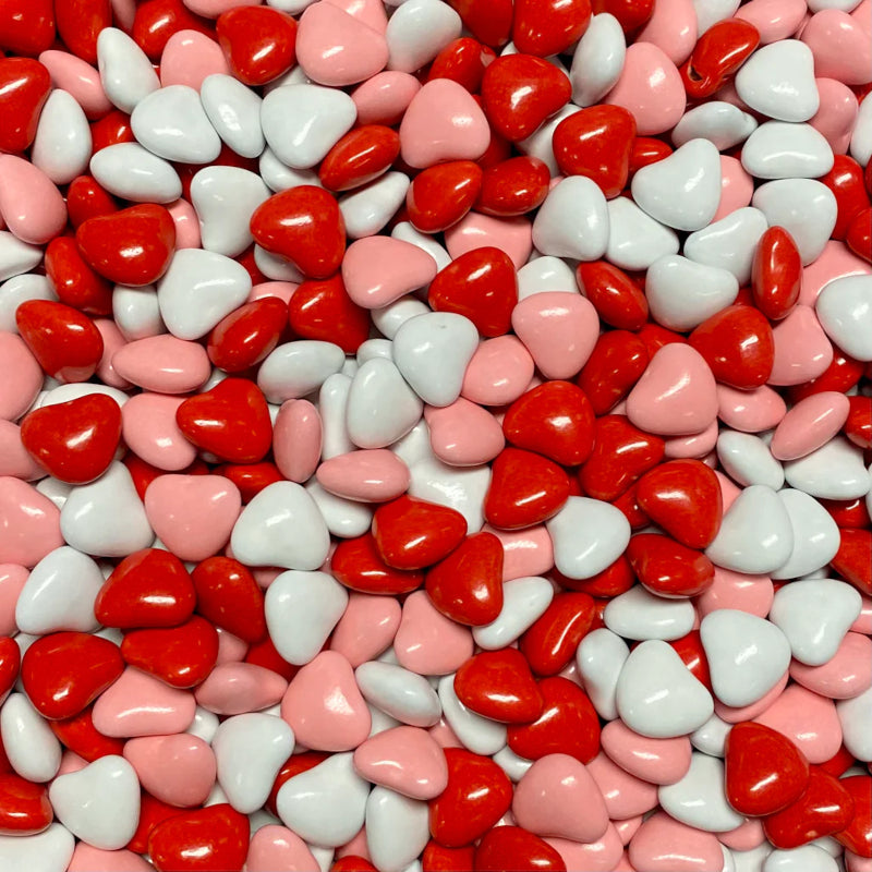 Candy Coated Chocolate Hearts- Pink 100g