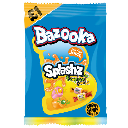 UK Bazooka Splashz Tropical Fruit Bag 120g