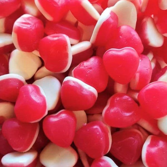 UK Jelly Filled Strawberry & Cream Hearts 100g