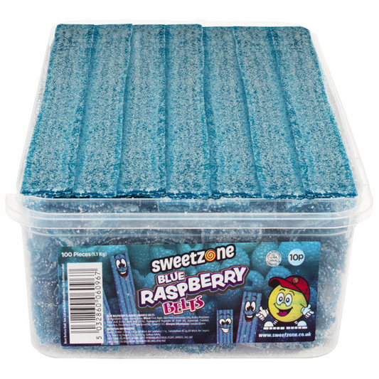 UK Fizzy Blue Raspberry Belts 100g