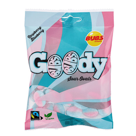 **NEW & LIMITED** BUBS Goody Sour Raspberry & Blueberry Ovals 90g